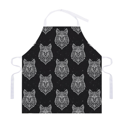 Native Tribal Wolf Pattern Print Adjustable Apron