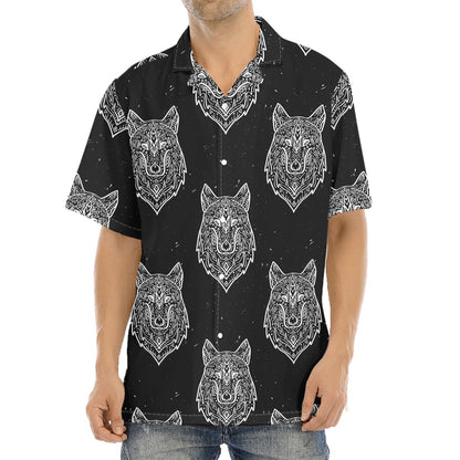 Native Tribal Wolf Pattern Print Aloha Shirt