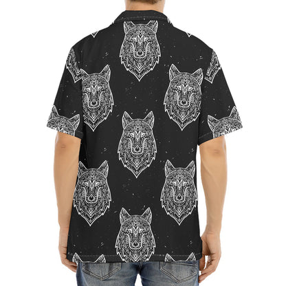 Native Tribal Wolf Pattern Print Aloha Shirt
