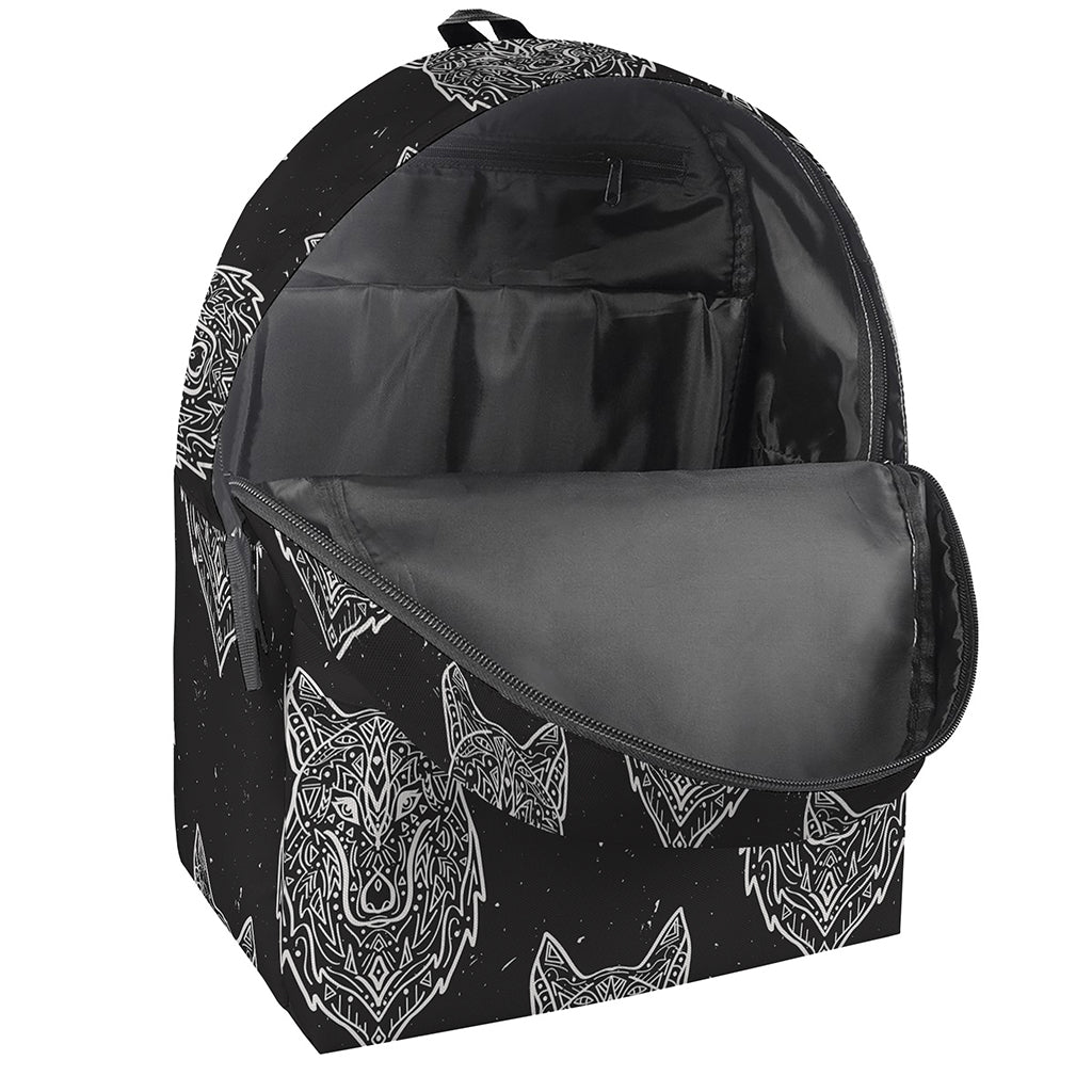 Native Tribal Wolf Pattern Print Backpack