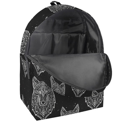 Native Tribal Wolf Pattern Print Backpack