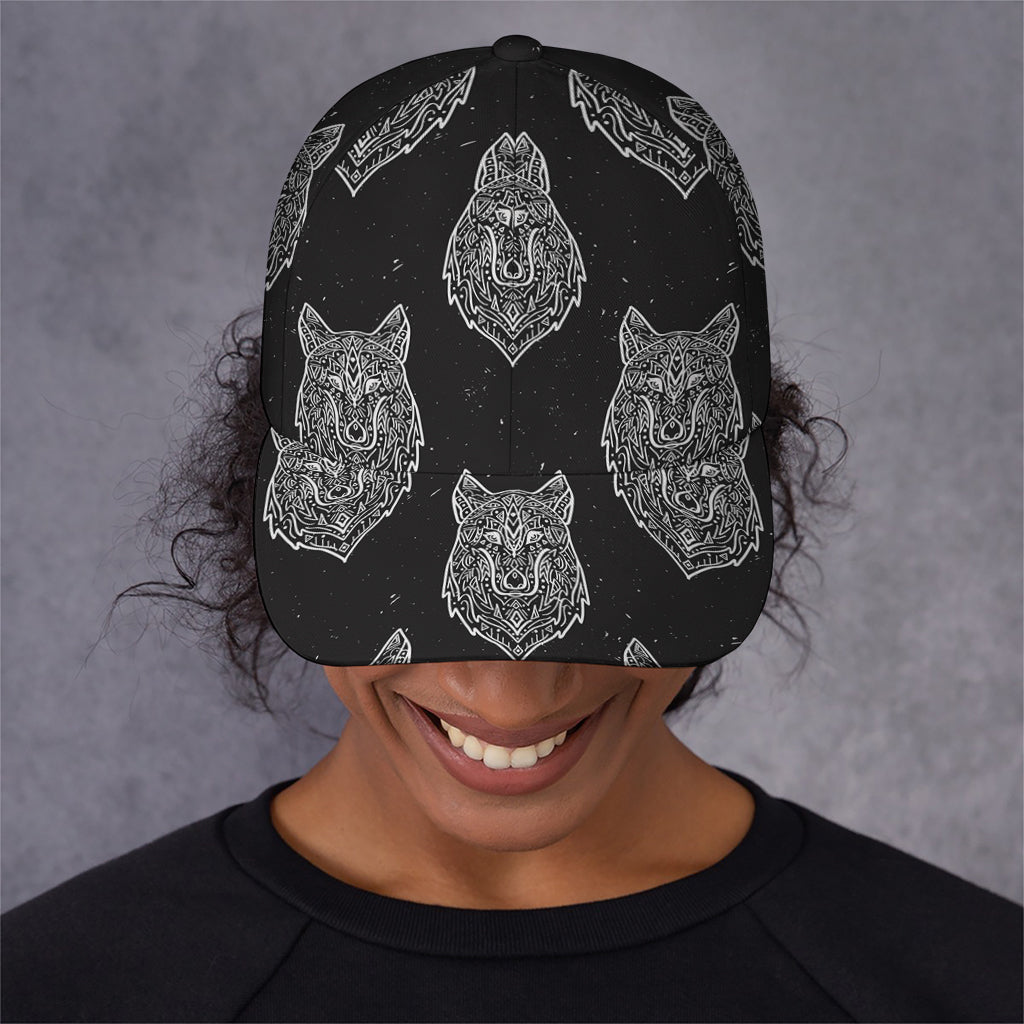 Native Tribal Wolf Pattern Print Baseball Cap