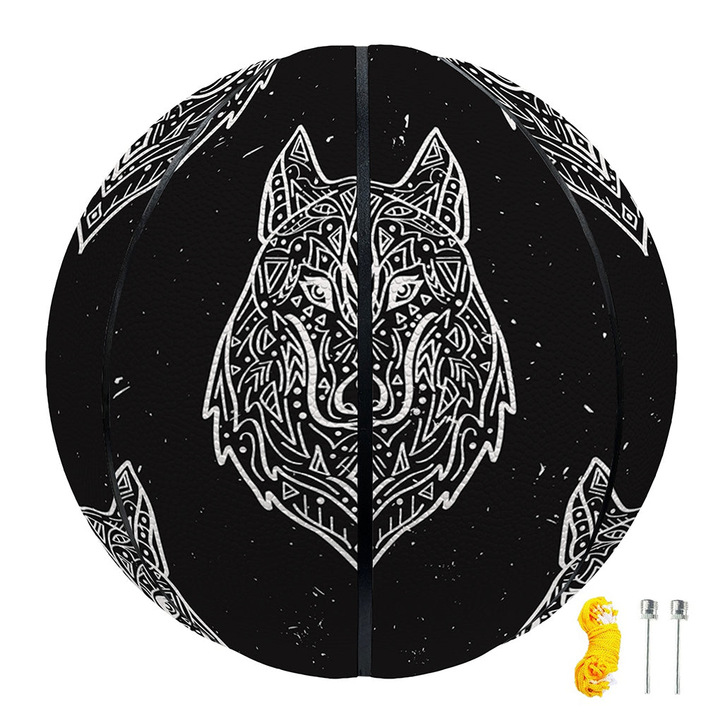 Native Tribal Wolf Pattern Print Basketball