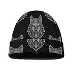 Native Tribal Wolf Pattern Print Beanie