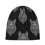 Native Tribal Wolf Pattern Print Beanie