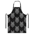 Native Tribal Wolf Pattern Print Bib Apron With Pocket