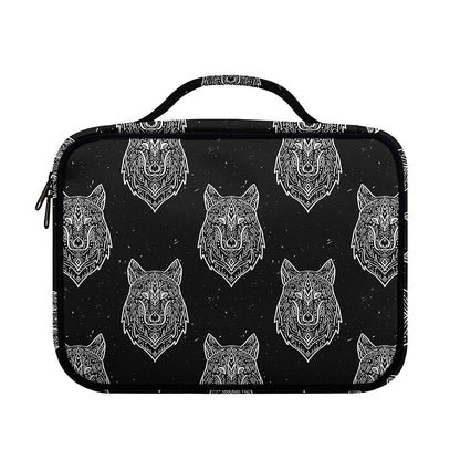 Native Tribal Wolf Pattern Print Briefcase Bible Bag