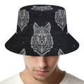 Native Tribal Wolf Pattern Print Bucket Hat