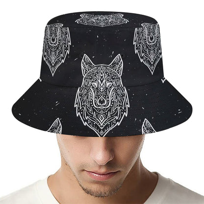 Native Tribal Wolf Pattern Print Bucket Hat