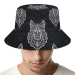 Native Tribal Wolf Pattern Print Bucket Hat