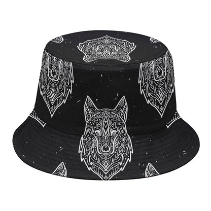 Native Tribal Wolf Pattern Print Bucket Hat
