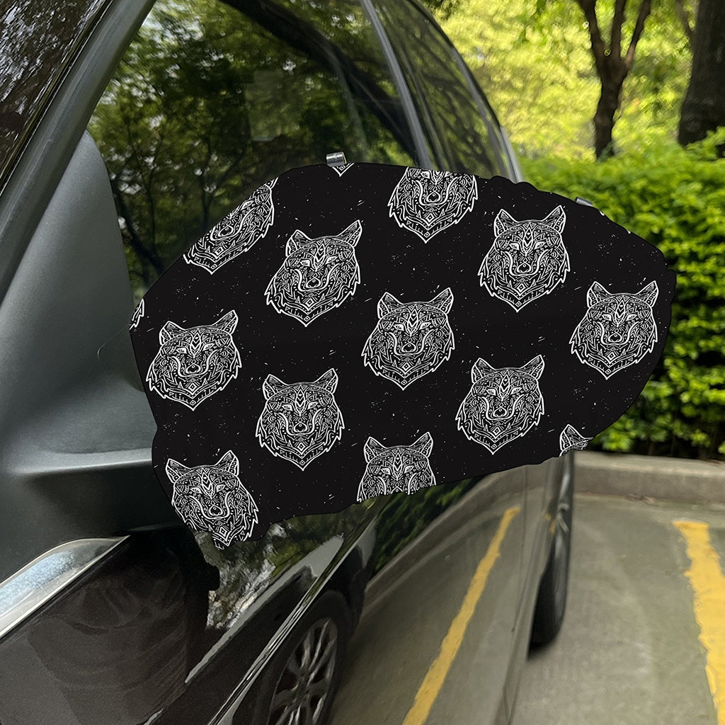 Native Tribal Wolf Pattern Print Car Side Mirror Covers