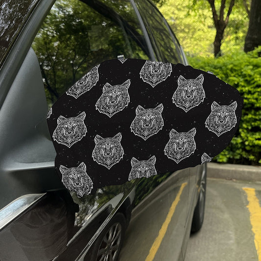 Native Tribal Wolf Pattern Print Car Side Mirror Covers