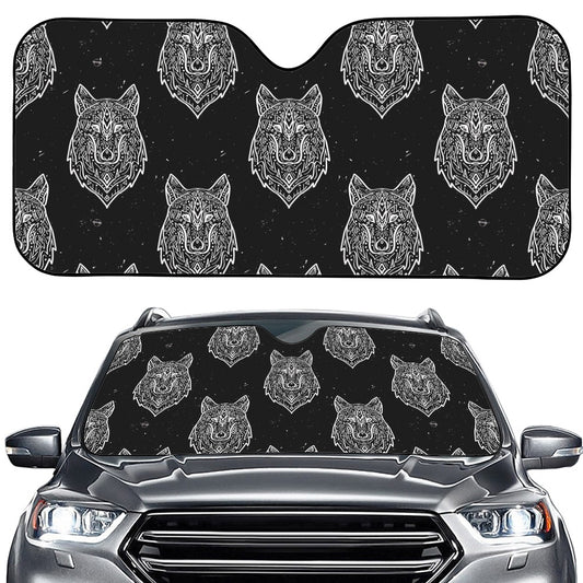 Native Tribal Wolf Pattern Print Car Windshield Sun Shade