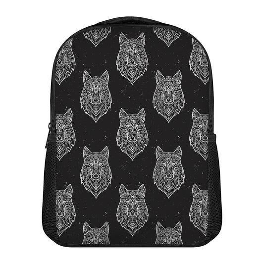 Native Tribal Wolf Pattern Print Casual Backpack