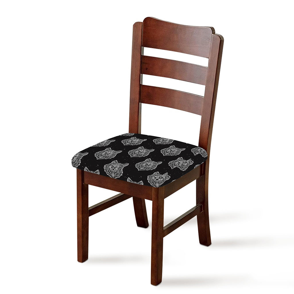 Native Tribal Wolf Pattern Print Chair Cushion Cover