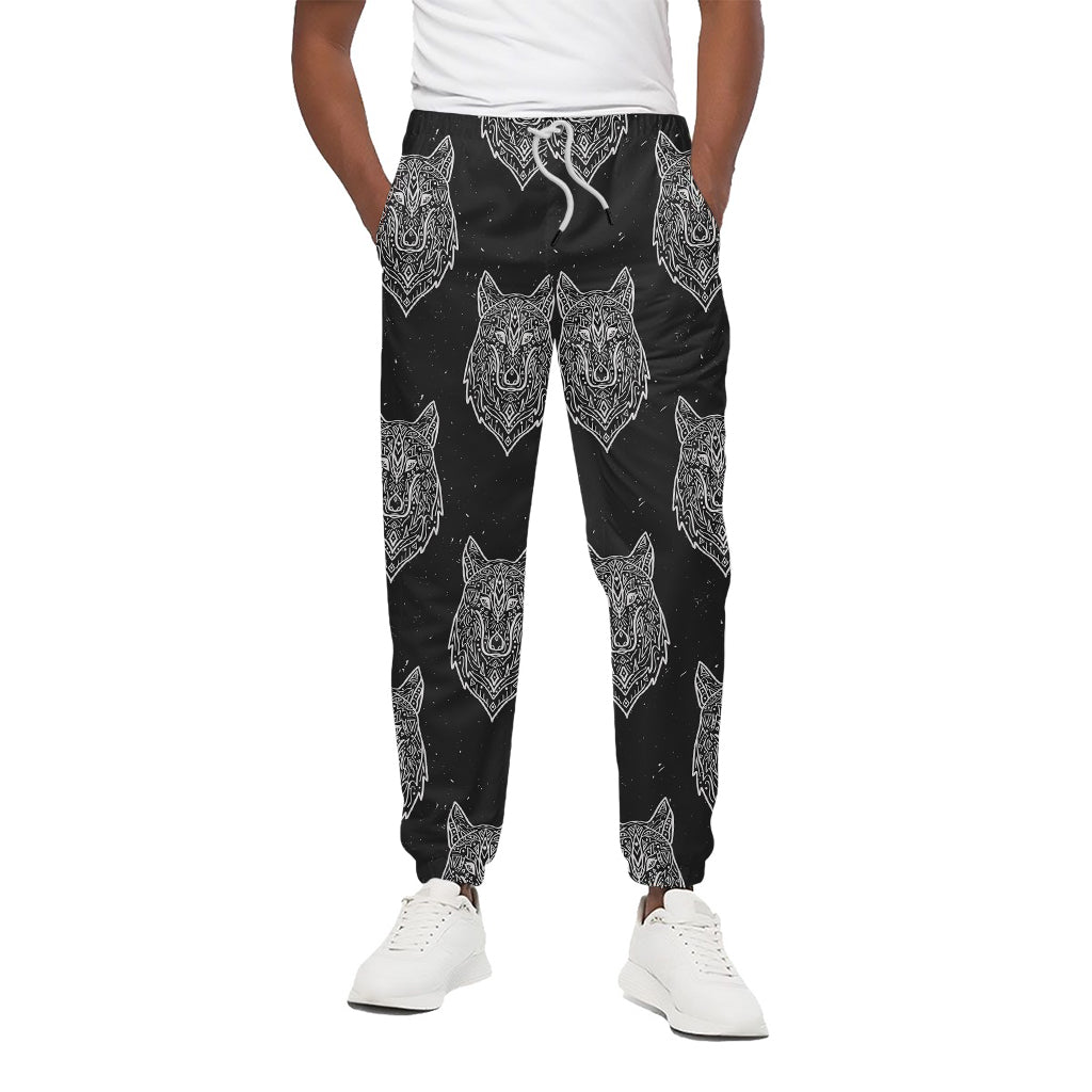 Native Tribal Wolf Pattern Print Cotton Pants