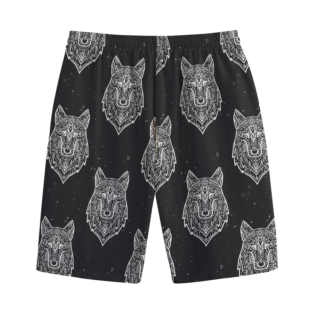 Native Tribal Wolf Pattern Print Cotton Shorts