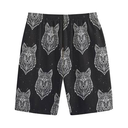 Native Tribal Wolf Pattern Print Cotton Shorts