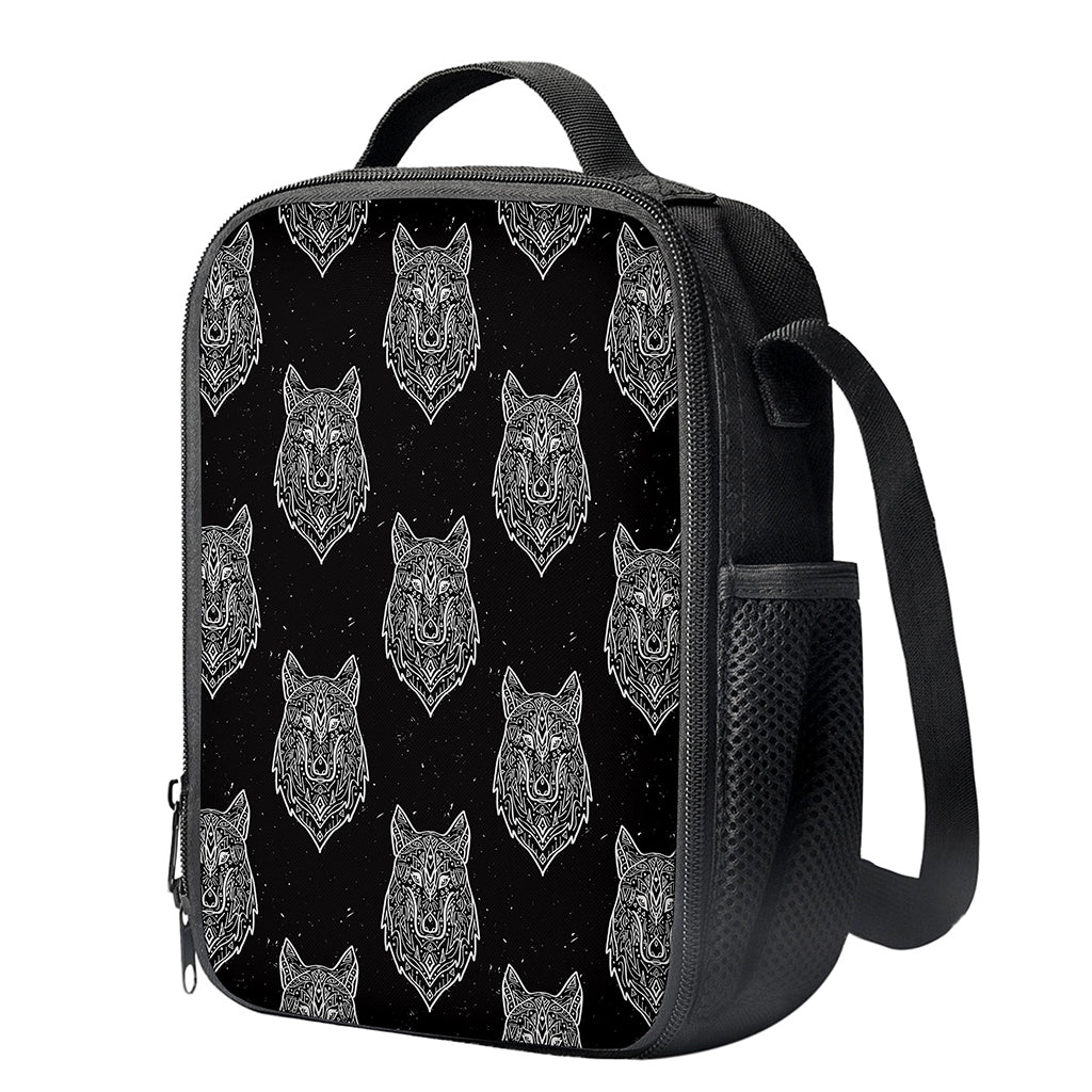 Native Tribal Wolf Pattern Print Crossbody Lunch Bag