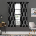 Native Tribal Wolf Pattern Print Grommet Curtain Panels