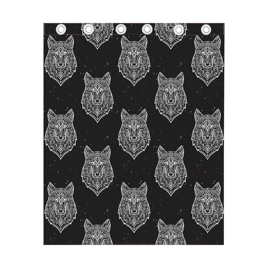 Native Tribal Wolf Pattern Print Curtain