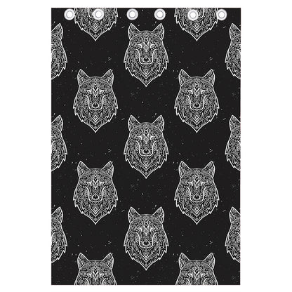 Native Tribal Wolf Pattern Print Curtain