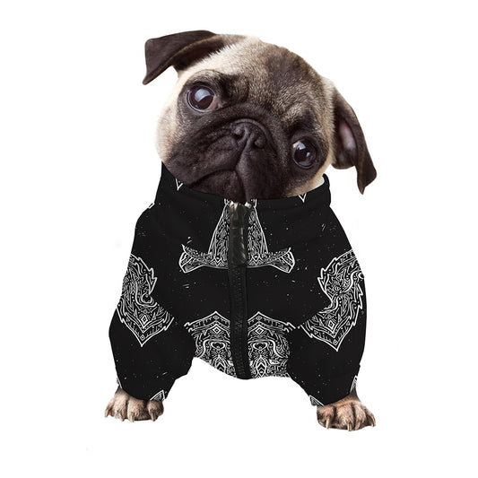 Native Tribal Wolf Pattern Print Dog Zip Up Jacket