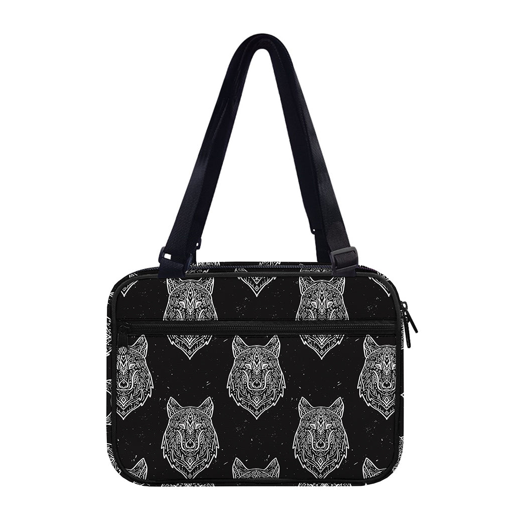 Native Tribal Wolf Pattern Print Double Strap Bible Bag
