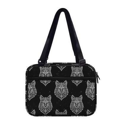 Native Tribal Wolf Pattern Print Double Strap Bible Bag