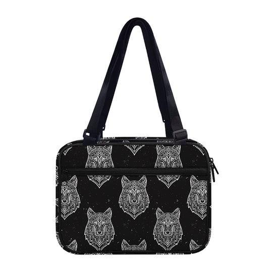 Native Tribal Wolf Pattern Print Double Strap Bible Bag