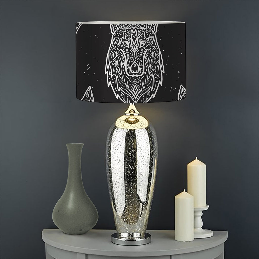 Native Tribal Wolf Pattern Print Drum Lamp Shade