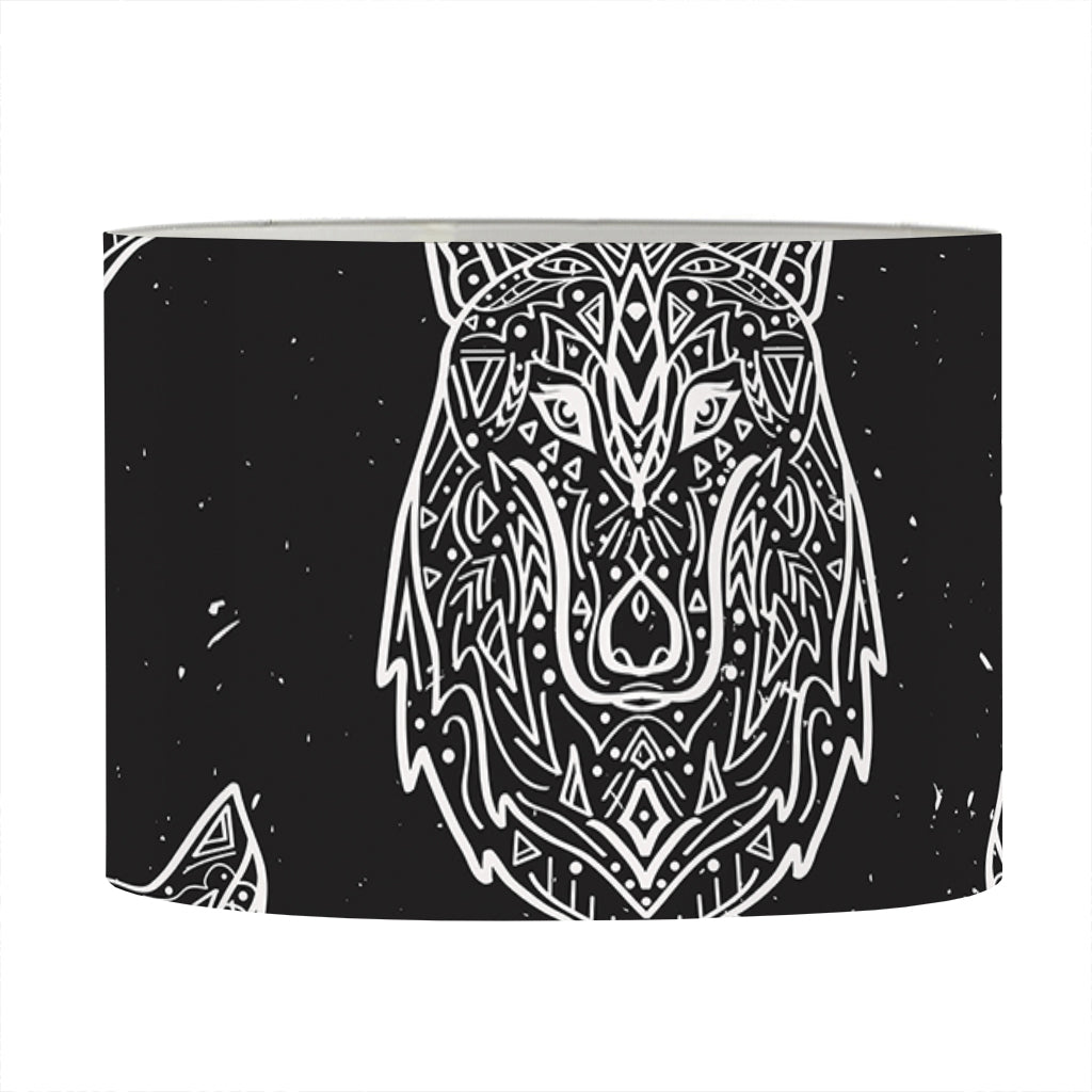 Native Tribal Wolf Pattern Print Drum Lamp Shade