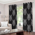 Native Tribal Wolf Pattern Print Extra Wide Grommet Curtains