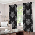 Native Tribal Wolf Pattern Print Grommet Curtains