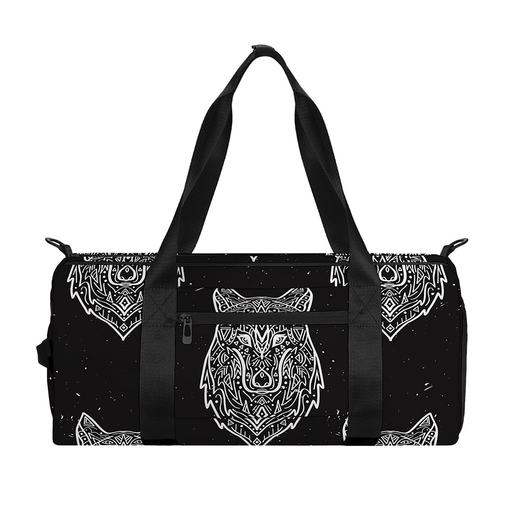 Native Tribal Wolf Pattern Print Gym Bag