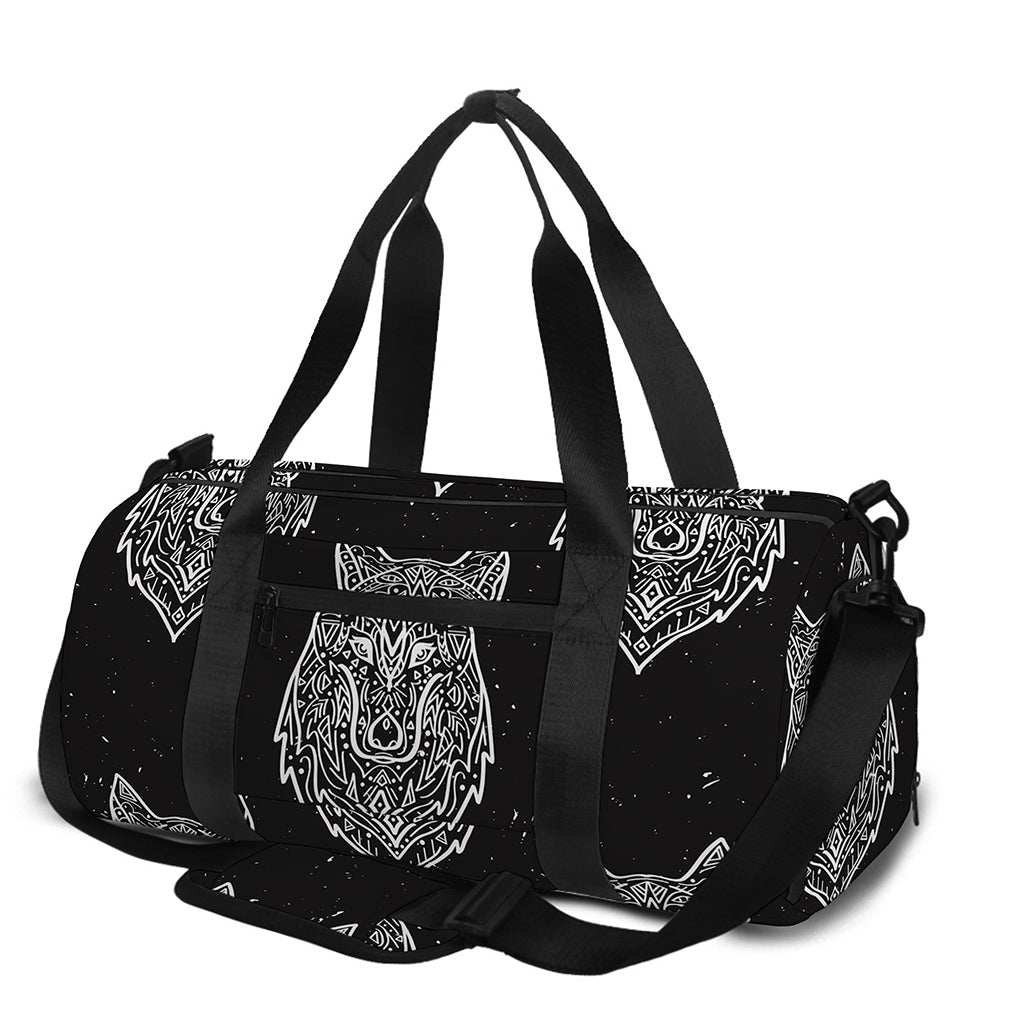 Native Tribal Wolf Pattern Print Gym Bag