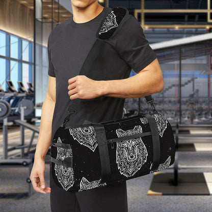 Native Tribal Wolf Pattern Print Gym Bag
