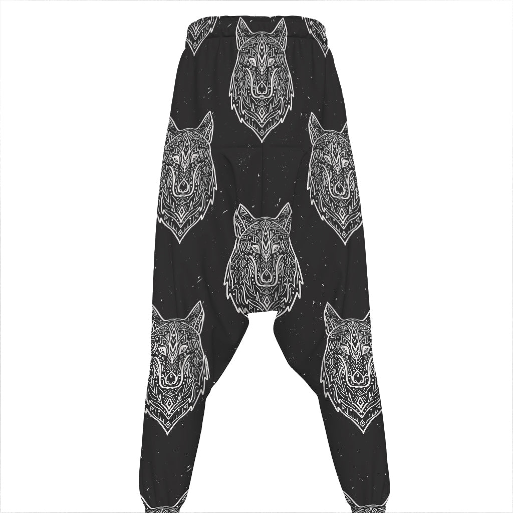 Native Tribal Wolf Pattern Print Hammer Pants