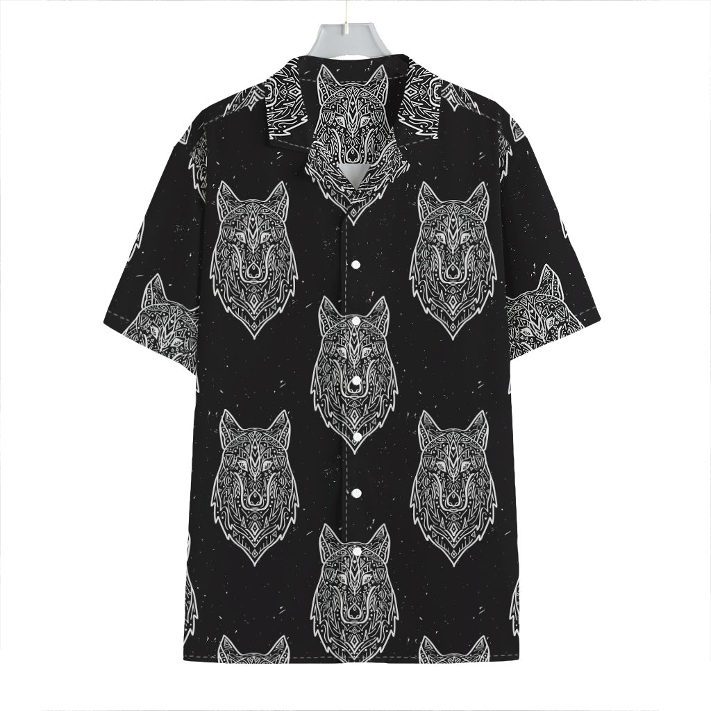 Native Tribal Wolf Pattern Print Hawaiian Shirt