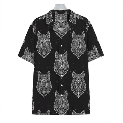 Native Tribal Wolf Pattern Print Hawaiian Shirt