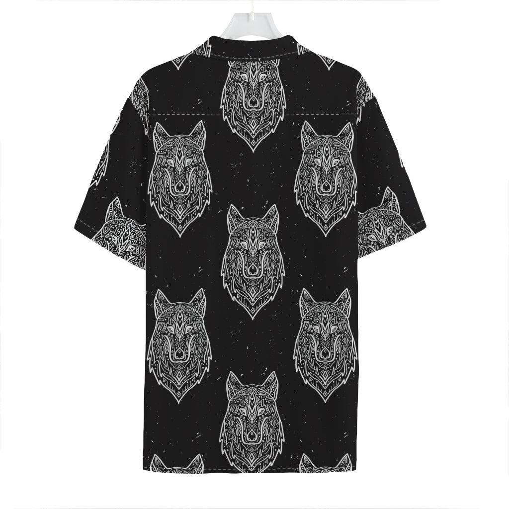 Native Tribal Wolf Pattern Print Hawaiian Shirt