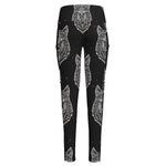 Native Tribal Wolf Pattern Print High-Waisted Pocket Leggings