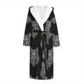 Native Tribal Wolf Pattern Print Hooded Bathrobe