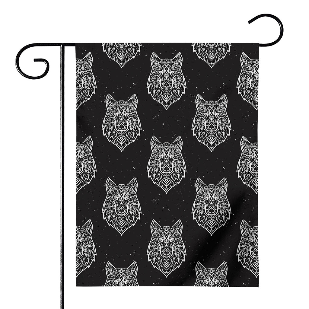 Native Tribal Wolf Pattern Print House Flag
