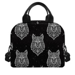 Native Tribal Wolf Pattern Print Insulated Lunch Bag
