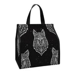 Native Tribal Wolf Pattern Print Insulated Lunch Tote