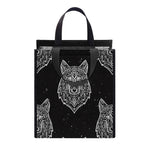 Native Tribal Wolf Pattern Print Insulated Lunch Tote