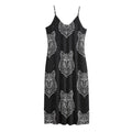 Native Tribal Wolf Pattern Print Jersey Midi Cami Dress
