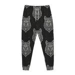 Native Tribal Wolf Pattern Print Jogger Pants